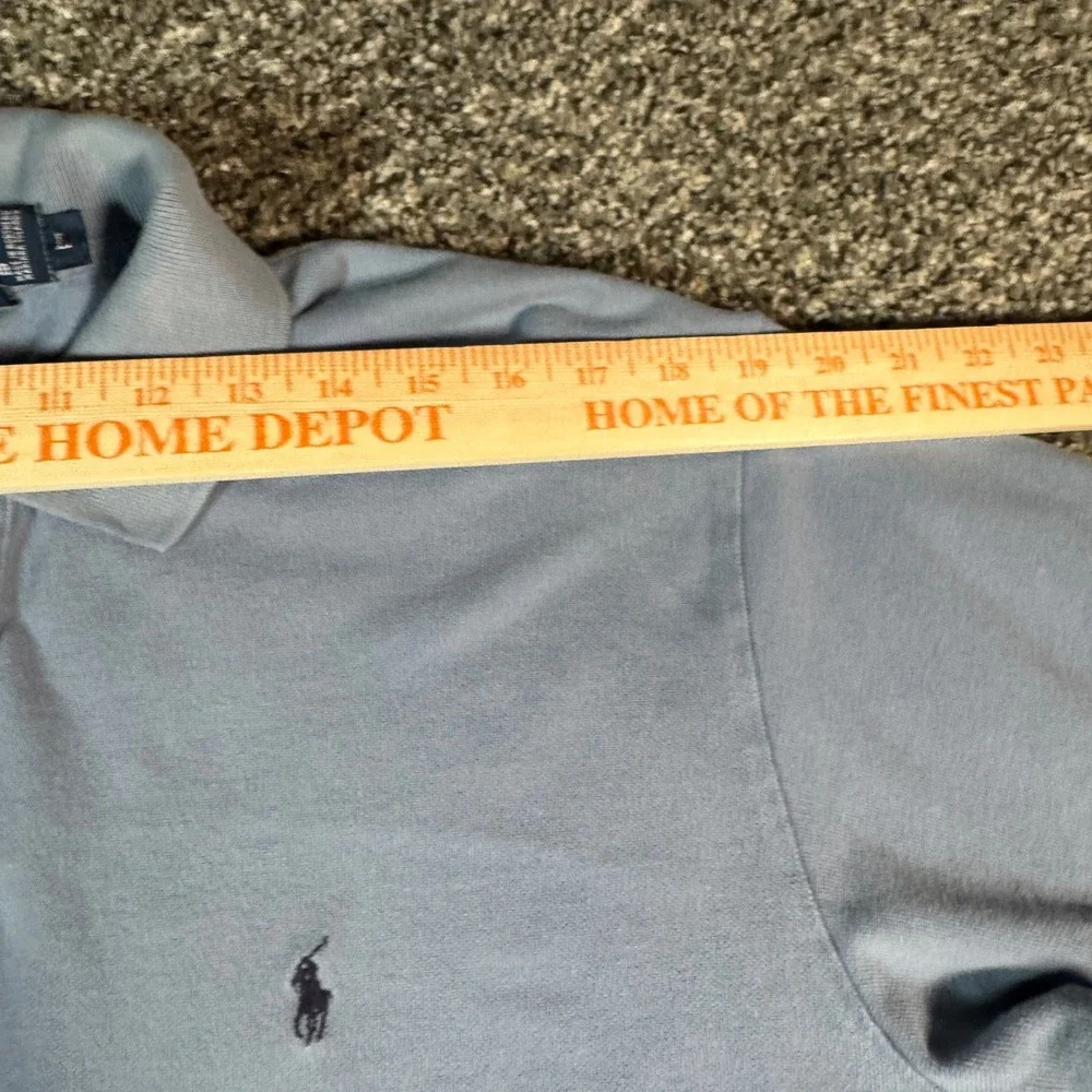 Polo Ralph Lauren Mens Large Blue Short Sleeve Cotton Pique Polo Shirt Pony Logo